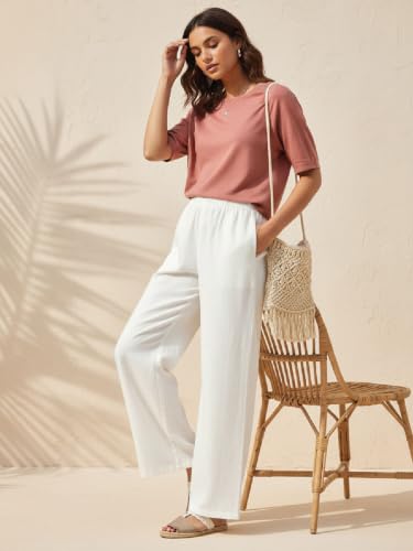 Image of GO COLORS Soft Viscose & Linen Blend Linen Palazzo Full Length for Women| Breathable, Mid Rise