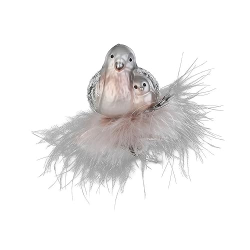 Christbaumschmuck Vögel mit Federn auf Clip 5,5cm mundgeblasenes Glas...