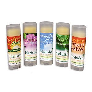 Travel/Sample Kit - Includes One Each .15 oz. (Lip Balm Size) Deodorant, Salve, Moisturizer) & 4 Tiny Soap Samples in a Silk Like Pouch - Organic by Herbalix Restoratives
