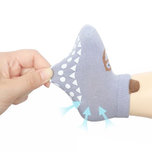 Baby Girls Non-Slip Cotton Ankle Socks - Infant Toddler Cartoon Grips 6 Pairs3