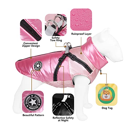 DoggieKit Dog Cat Coats Jackets Dogs Underbelly Harness attached Warm Vest Winter Reflective Cotton Outfit Clothes Safety Waterproof Pet Coat For Small Medium Large Dogs (M - Image 3