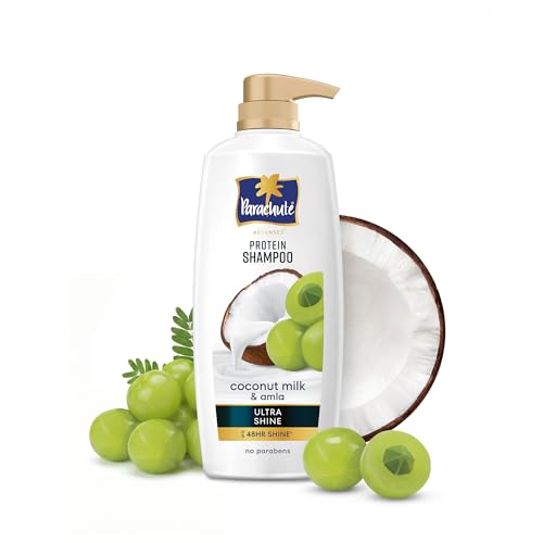 Image of Parachute Advansed Protein Shampoo with Coconut Milk & Amla | Up to 48 hr Shine | Ultra Shine | Protein Lock Technology | Paraben free | For Men & Women | 1.2L