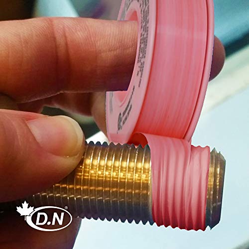 D.N Teflon Tape Premium Grade (PTFE) Thread Seal Tape for Plumbers | High Density Water & Gas Pipe Sealant Tape | 3.8 mil Thick | 1/2″ Width x 540 ″ Length – Pink (Pack 1)