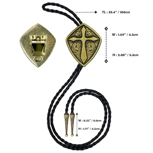 Image of Bolo Tie for Men Western Cowboy Cowgirl Vintage Native American Cross Bolo Tie for Women