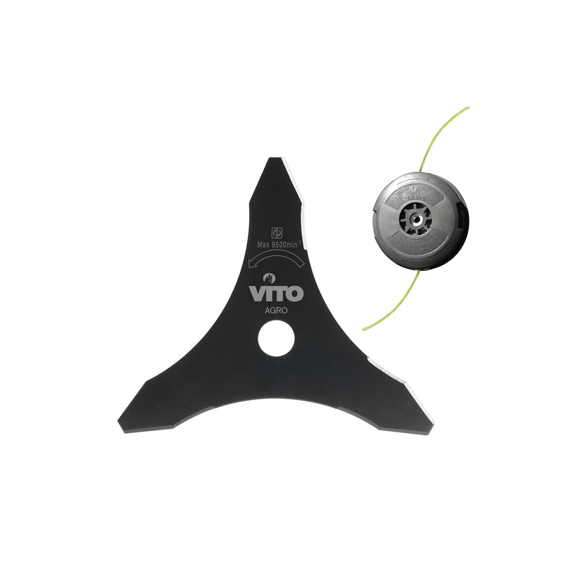 Vito – Desbrozadora térmica gasolina 52 cm³, corte 25 cm con hoja e hilo de nailon, gran autonomía 1:30