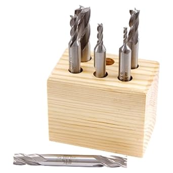 HHIP 8000-0005 Cobalt (M42) 4 Flute End Mill Set, 6 Piece, 3/8