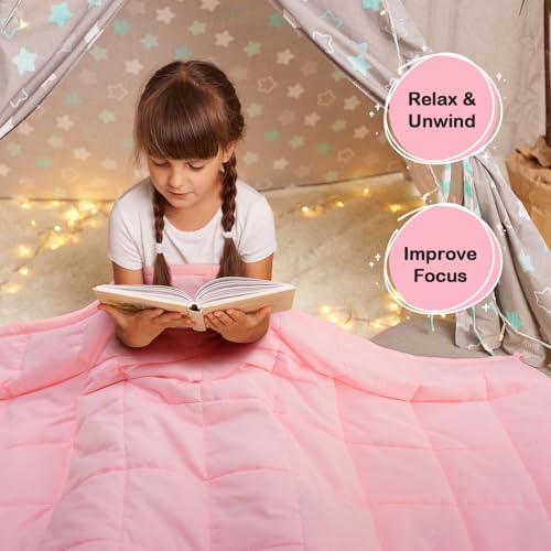 Kivik Weighted Blanket 3 lbs, Small Weighted Blanket 3 Pounds, Mini Heavy Blanket Thorw, Breathable Cooling & Warm Blankets, Machine Washable, 36x48 Inches Pink