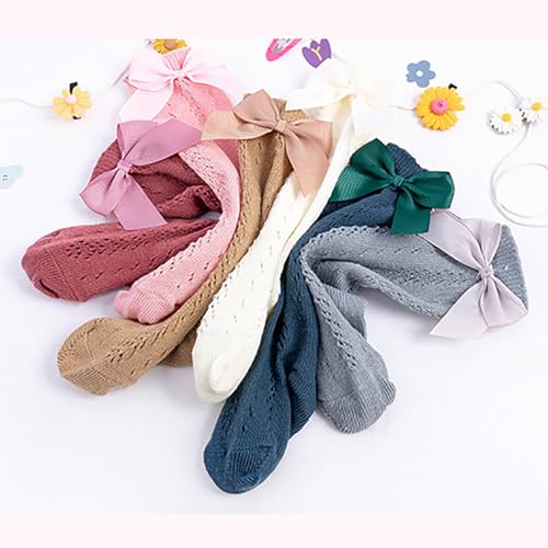 Kid Girls Knee High Mesh Socks Breathable Girls Bowknot Princess Dress Socks Casual Lightweight Kids Long Stockings4