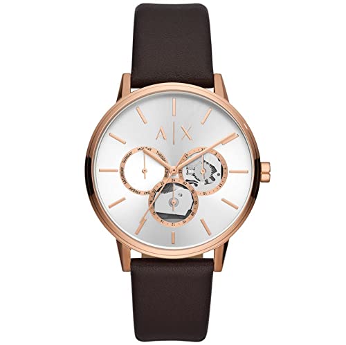 Image of Armani Exchange Analog Silver Dial Men's Watch-AX2756 Genuine Leather, Brown Strap