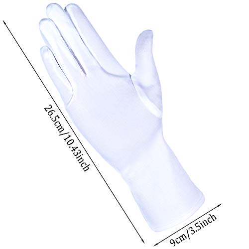 Satinior 8 Pairs Nylon Cotton Gloves Costume Uniform Police Parade Gloves Formal Tuxedo Honor Guard Parade For Women Men (White) #TOP1
