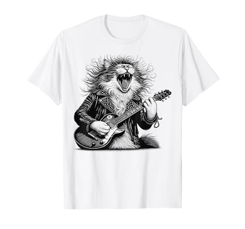 Gatto chitarrista - Funny Rock Music Cat Maglietta