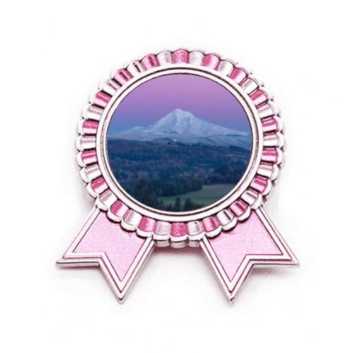 Broche bleu ciel et violette en métal taille M avec pin's rose médaillé