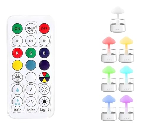 Raining Cloud Night Light with White Noise Remote Control Adapter Desk Fountain Bedroom Living Room for Sleeping Relaxing Gifts for Kids Boys Girls Men Women Birthday Holiday Christmas - Image 4