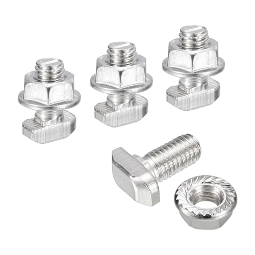 QUARKZMAN M8*16 Conjunto de Tornillos de Cabeza de Martillo, 30pcs Perno de Caída en Ranura en T Deslizantes T-Nut con 30pcs Tuercas Hexagonales de Brida para Serie 30 Aluminio Perfil
