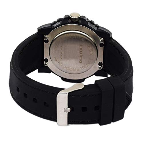 Image of Maxima Silicone Analog Blue Dial Men Watch-O-45843Ppgw, Black Band