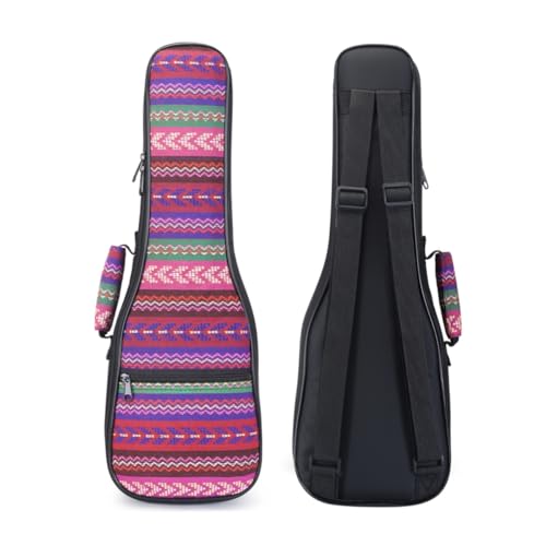 MUINS Ukulele Case 21 Durable Colorful Ukelele Case with Thicker Pad with Double Adjustable Straps Storage and Handle(purple stripe 21 Inch)