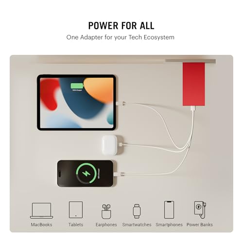 Image of DailyObjects POP 67W Triple Port GaN Charger Adapter with Foldable Pins|USB-C Dual Port & Type A Power Output|Fast Charging|Support iPhone 12 13 14 15 16 pro Max,ipad,Samsung,MacBook M1 M2-Red