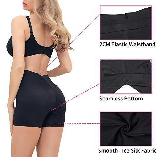SLIMBELLE Slip Shorts for Under Dresses Seamless Womens Sike Shorts Shaper Underwear Black L - Thumbnail 7