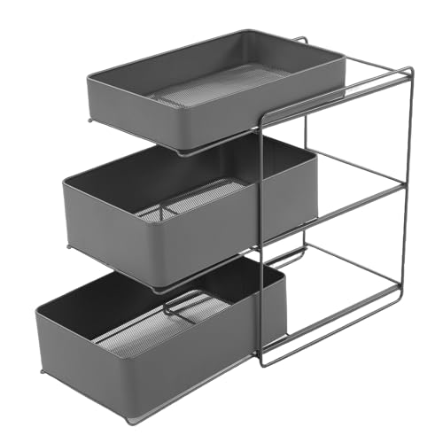 Organizador para debajo del fregadero Zopsc de acero con 3 niveles, capacidad y diseño deslizante para baño, cocina y ahorro de espacio miniatura 2