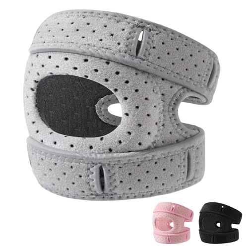 Wellknee Knee Brace - Knee Brace for men women Adjustable Support with Patellar Gel Pad & Side Stabilizers for Meniscus Tear, Arthritis, Tendon Pain, Joint Realignment - Ideal for Injury Recoverys, Running, Workouts, Athletes (Gray)