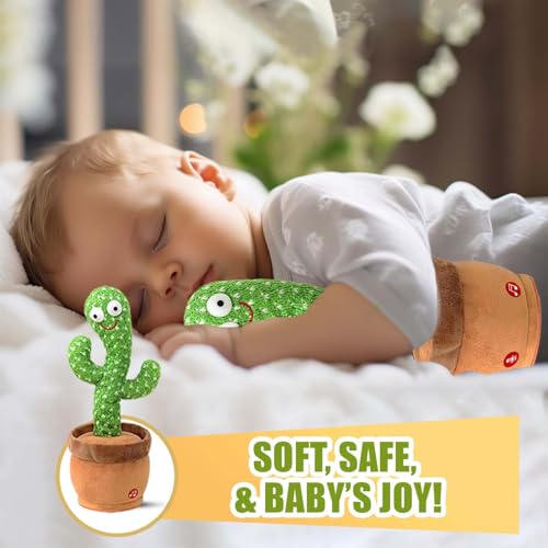 Image of Confidence Dancing Cactus Toy with Music, Singing, Talking & Voice Recording | Interactive Plush Cactus for Kids & Babies | Rechargeable Musical Mimicking Toy for Boys and Girls