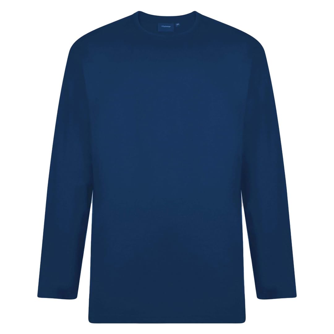 Espionage Plain Long Sleeve T Shirt Crewneck Big Size Kingsize 2-8XL Mens T015LS (UK, Alpha, 6XL, Plus, Regular, Dark Blue)