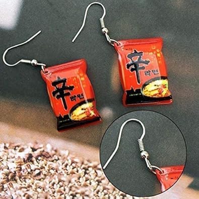 1Pair Red Funny Instant Noodle Chili Simulation Food Drop Earrings Women Fashion Jewelry Hook Earrings Artist Painter Jewelry Drop and Dangle - Image 5