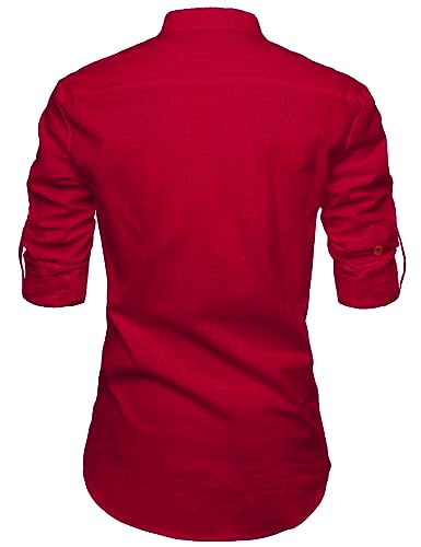 Image of Vida Loca Full Sleeve Mandarin Collor Cotton Casual Slim Fit Shirt for Men's