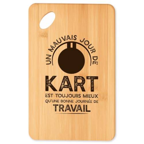 Planche à découper karting, plateau apéro en bambou de qualité
