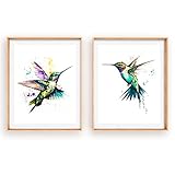 Hummingbird Wall Art Poster - Watercolor Hummingbird Decor Bird Art - Hummingbird Art Bird Pictures