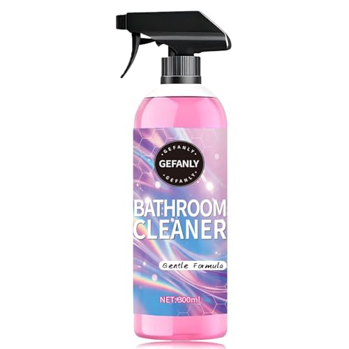 Quatrel Gefanly Bathroom Cleaner Powerful Pink Bathroom Descaler Cleaner Foam Spray All Purpose Hard Water Stain Remover Gentle Formula for Tub Floor Tile Shower Toilet Bathtub Glass