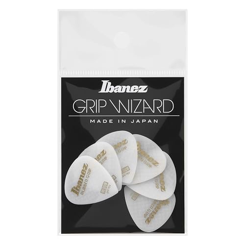 Ibanez ����~�ߑf�ނ��g�p�����s�b�N Grip Wizard Series Rubber Grip Pick 0.8mm �z���C�g 6���p�b�N PA16MRG-WH