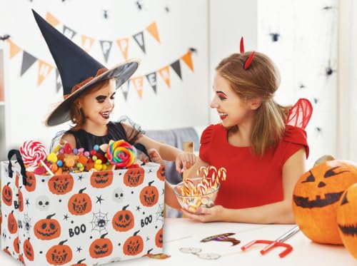 Image of Halloween Basket Pumpkin Baskets for Kids Trick or Treat Bins for Halloween Parties(Spider Halloween)