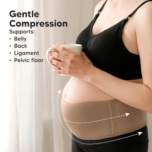Image of KeaBabies Maternity Belly Band For Pregnancy - Soft & Breathable Pregnancy Belly Support Belt - Pelvic Support Bands (Warm Tan, M /L)