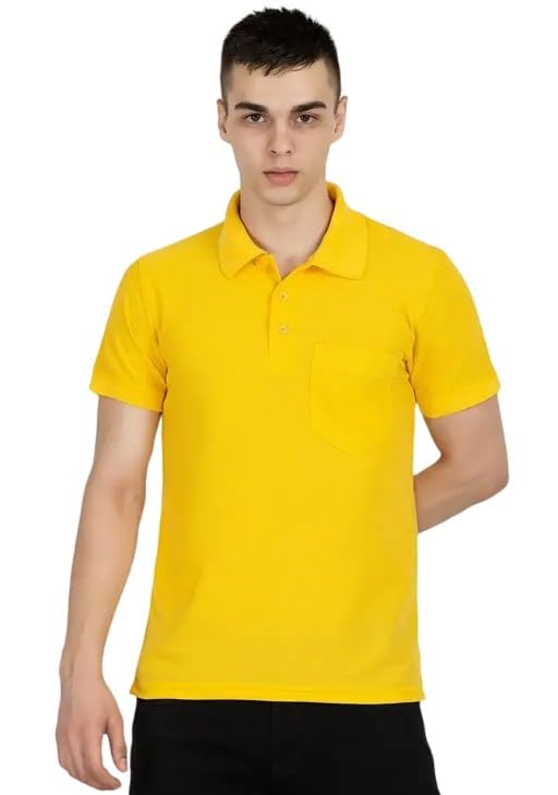 Image of Men's Cotton Blend Half Sleeve Solid Regular Fit Solid Comfortable Stylish Polo Tshirt 12