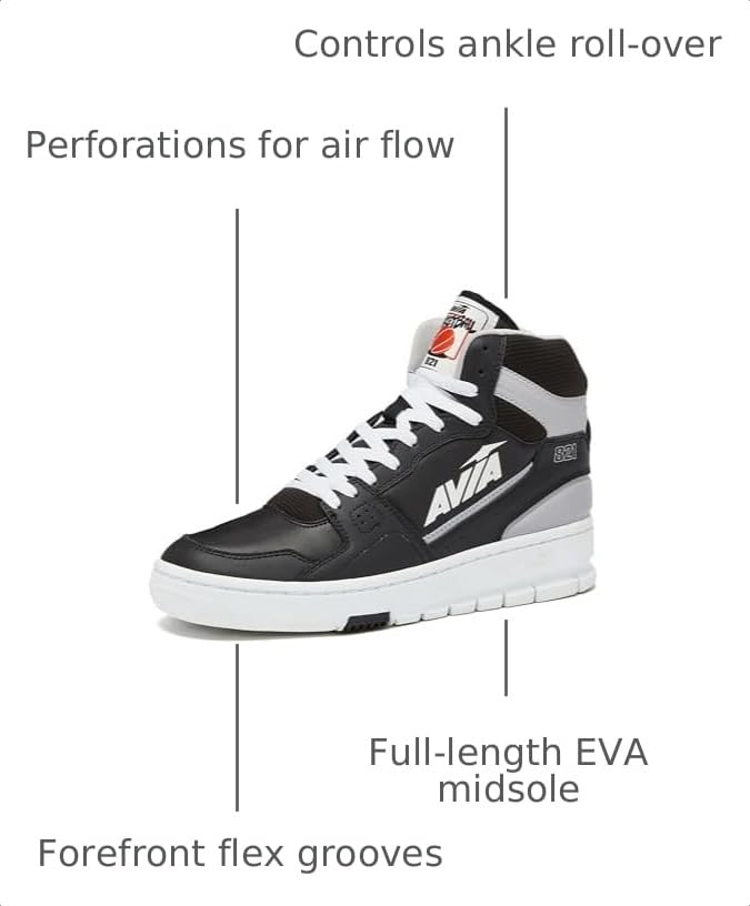 Image of Avia 821 High Top Sneakers for Men, Indoor or Outdoor Mens Basketball Shoes, Size 7 to 16 Retro High Top Shoes Men or Women