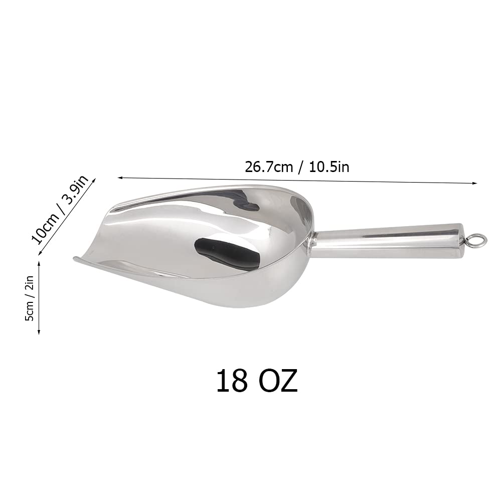 1PC Stainless Steel Multifunctional Ice Food Scoop, Coffee Beans Dried Fruit Shovel Small Ice Cube Shovel Bar Tool for Bar and Kitchen(18oz)