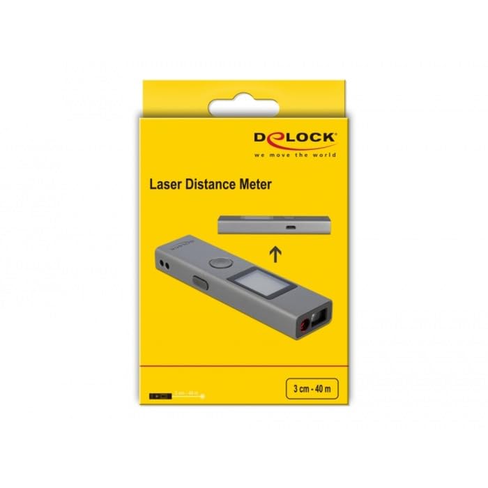 DeLOCK 64071 telémetro Medidor láser de distancias Gris 40 m 64071, Medidor láser de distancias, pies, Entrada, m, Gris, Digital, Aluminio, LCD