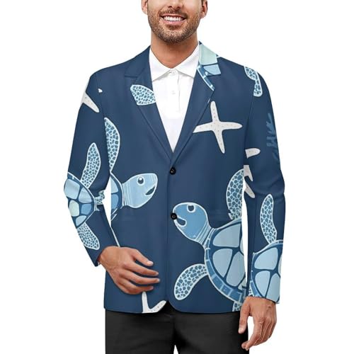 Turtles Coral Starfish Classic Suits Blazer for Men Business Tuxedo Jacket Sport Coat Two Buttons