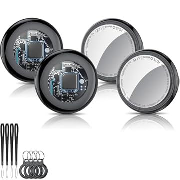 Air Tracker Tag 4 Pezzi, Smart Tracker Localizzatore Funziona con Apple Dov'è App (solo iOS, NON per Android), Bluetooth Trova Oggetti per Chiavi/Bagagli/Valigie/Portafogli,Batteria Sostituibile-Nero