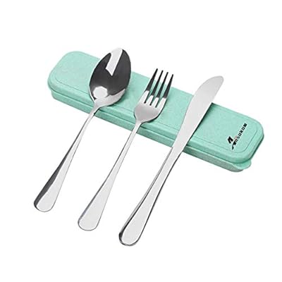 Ansukow 3-Piece Silverware Set – 18/8 Stainless Steel Flatware Set - Travel Cutlery Set - Portable Utensils Set with Case - Mirror Polished - Easy to Clean - Dishwasher Safe - Spoon Fork Knife Set