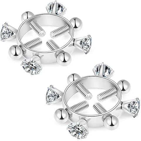 2pcs Fake Nipple Rings For Women,Surgical Steel Nipple Rings Cubic Zirconia Body Jewelry Shield Barbell Ring Bar Body Jewelry For Women, Stainless Steel, cubic zirconia Cover