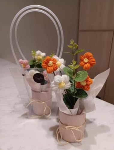 Image of 1pcs Artificial Crochet Flower Bouquet Flowers Bunch Gift for Girls Home Decor Gifting with Handmade Yarn Knitted Floral & Office Cute Decorative Item Woolen Women Decor (Design 1)