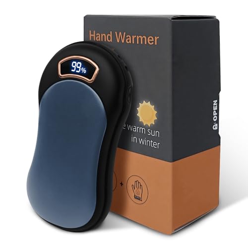 Electric Hand Warmer Rechargeable Silver 1 Pack 8000mAh Portable Reusable Hot Hand Warmers Cold Winter Hunting Camping Golf Gear Accessories Parents Friends Gifts for Christmas