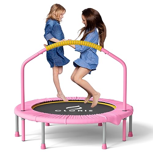 CLORIS 38in Folding Trampoline, 220lbs, Foam Handle, Pink