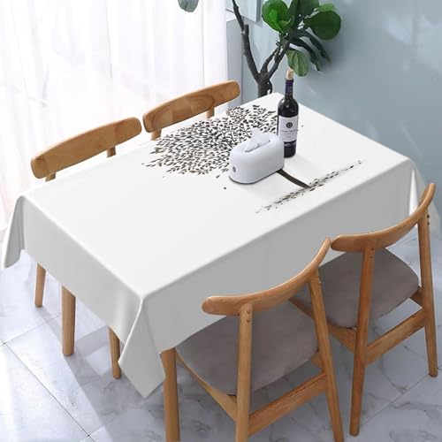 Tizhweqo Mantel Mesa Rectangular árboles, Manteles Antimanchas Blanco, 3D Impresión Mantel Impermeable Lavable para Cocina Salón Comedor, 140x300 cm Q.P1340
