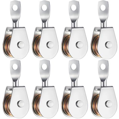 8 Pack Single Pulley Block Wheel 360° Swivel Pulley, 1.5 Inch