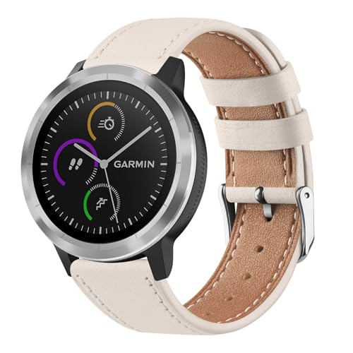 Cuir Bracelet de Montre Compatible pour Garmin Vivoactive 3 /Vivoactive 3 Music/Vivoactive 5/Venu,Choix de Couleurs,Remplacement Libération Rapide (Starlight)