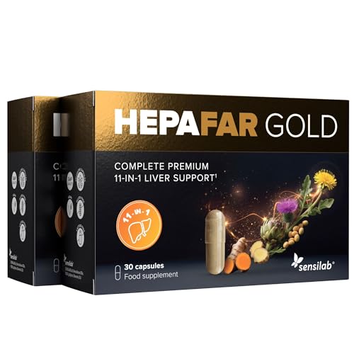Hepafar Gold Premium mit Glutathion Kurkuma Mariendistel Cholin Artischocke und Ingwer Nahrungsergänzungsmittel für die Leber 60 Kapseln von Sensilab