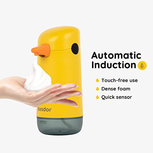 Besdor Automatic Soap Dispenser, Yellow Duck Cute Touchless Soap Dispenser, Infrared Sensor, Battery Powered, For Bathroom Kitchen #TOP1